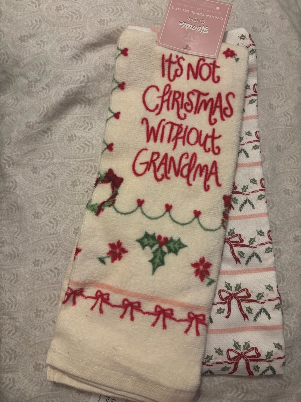 NEW! 2pc Christmas Grandma Kitchen Towel Set
